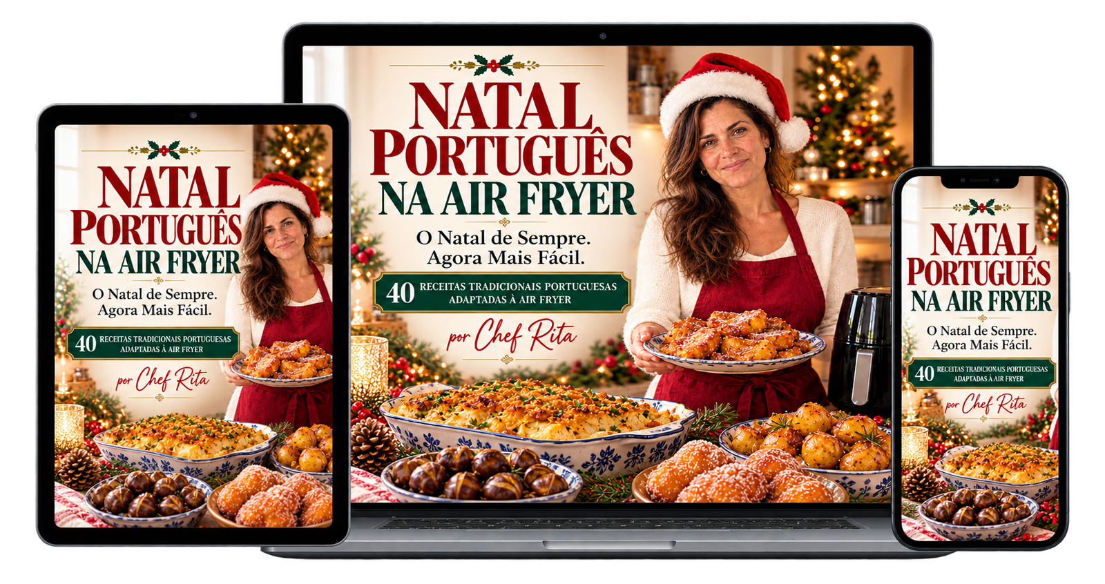 Mockup do eBook Natal Português na Air Fryer